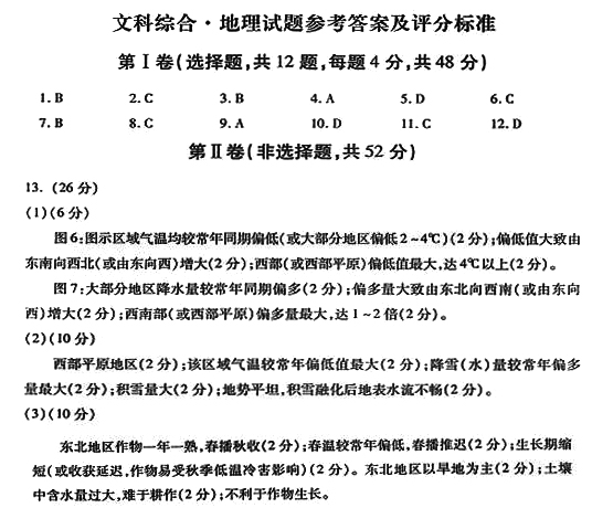 高考四川卷(文綜)試題地理部分9