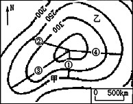 《第四節(jié)地形圖的判讀》地理測試題2