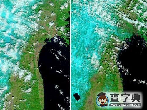 強震海嘯洪災(zāi)照 前后對比揭示慘況1