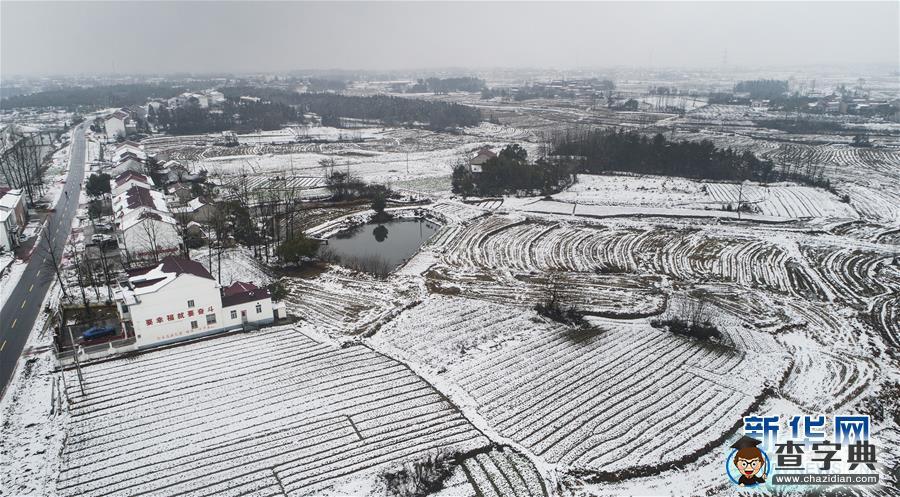 無人機拍中國雪后鄉(xiāng)村：田野線條千姿百態(tài)7