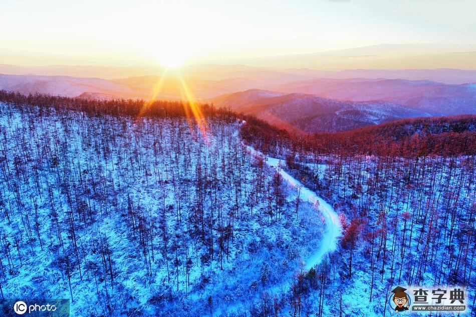 航拍大興安嶺林海雪原雪林暮色3
