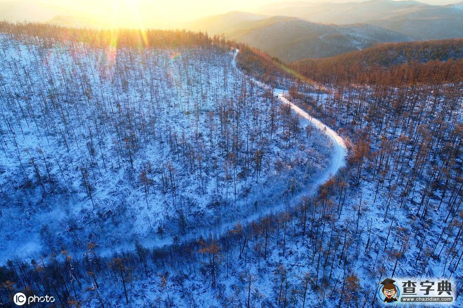 航拍大興安嶺林海雪原雪林暮色4