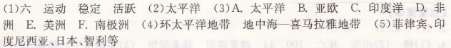 人教版七年級上冊地理期中測試題長江作業(yè)本答案7
